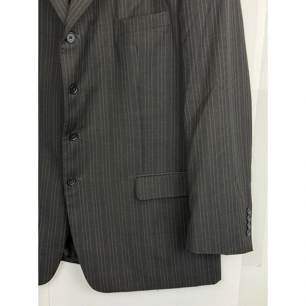 Martina Franca Wool 2-pc Suit Men's 48L 3 Button Blazer‎ 40X31 Pants Grey Stripe